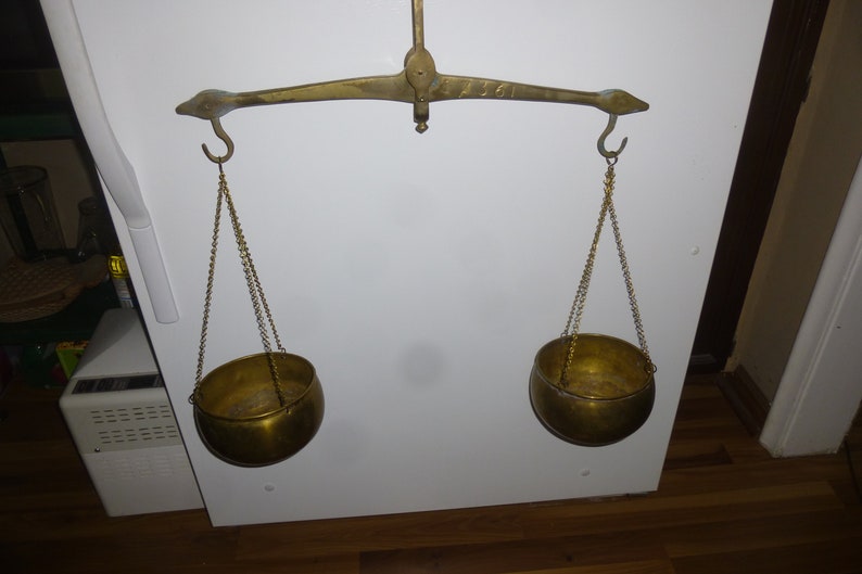 Antique Hanging Brass Equal Arm Balance Scale With Hanging Etsy