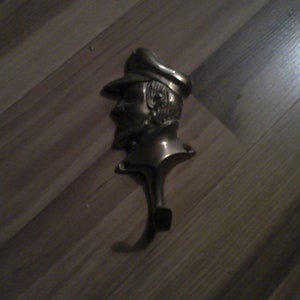 Nautical Brass Wall Hook - Ships Captain Profile Shaped Coat Hook for home or office  5.25&quot; tall form with great details
