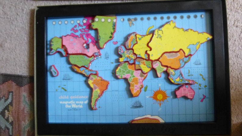 wooden magnetic world map