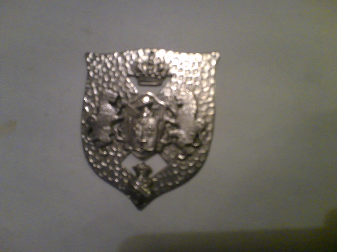 Silver Door Plaque Antique English Shield Shaped Heraldic