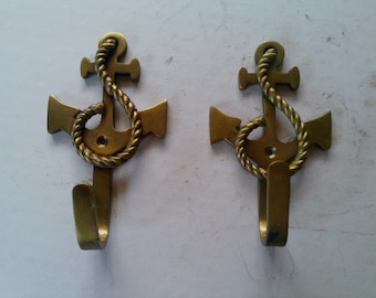Cast Iron Anchor Wall Hooks - set of 3 double hook forms -