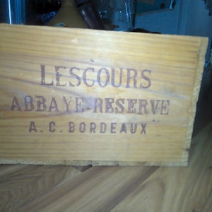 Wine Crate Box -Chateau De Lescours of France - 10.5" x 13" x 7" deep - vintage wood crate  - great wine lover storage and decor