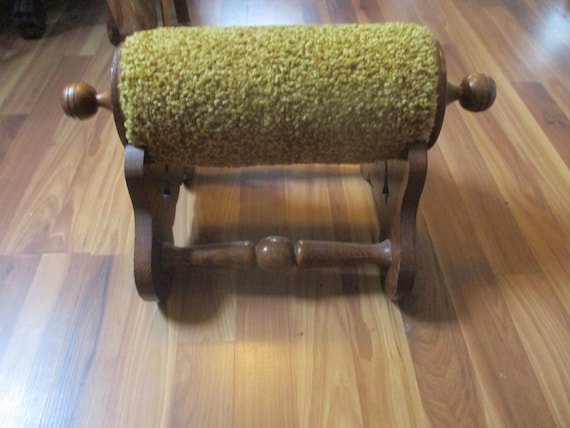 Rolling Pin Footstool Antique 2 Piece Padded Form Designed for