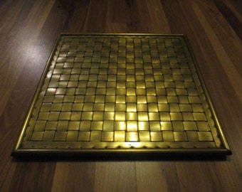 Brass Tray - 15.25" square woven strips of brass - decorative form makes great table surface, display platform, decor and more.