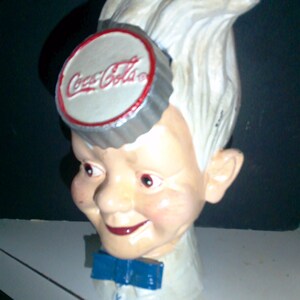 Vintage Cast Iron Coca Cola Bank Sprite Boy Coke Pixie 50's