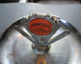 Hamilton Products Ashtrays - Mid-century modern pincherette style chrome form - 5.75" diameter promo for Peninsular Grinding Wheels tool co.