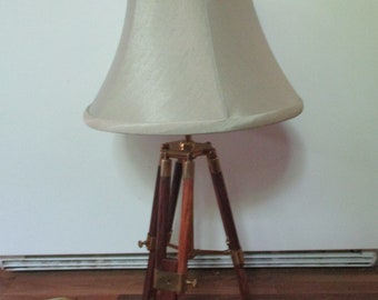 Tripod Table or Accent Lamp - adjustable 3 legged form 18.5-23.5" high - 12" diameter tapered shade - stylish take on surveyors tripod