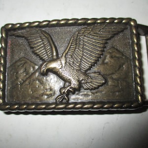 Eagle Belt Buckle - decorated bronze finish form for belts up to 1.5&quot; wide -3.25&quot; x 2&quot; image - great condition