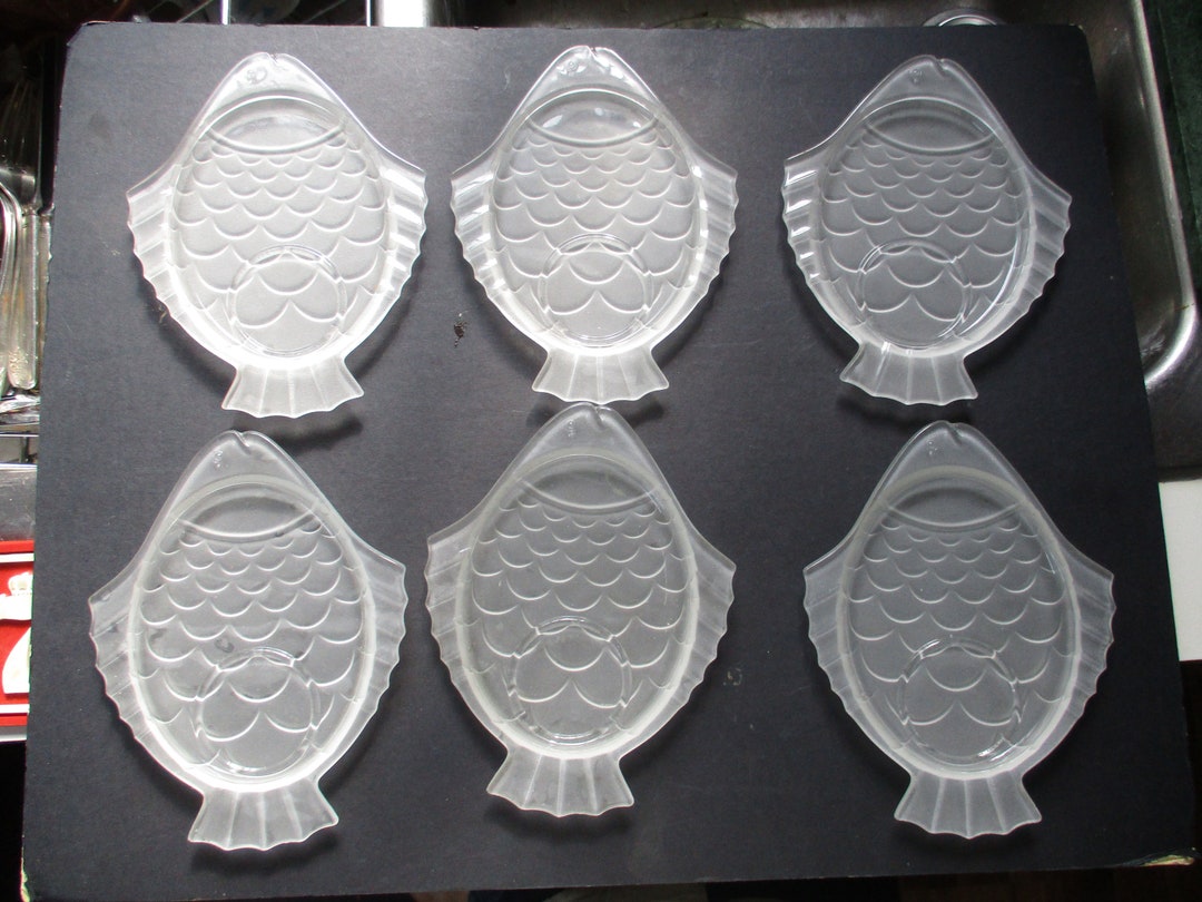 Fish Shaped Snack/appetizer Plates Set of 6 Frosted Glass Forms With