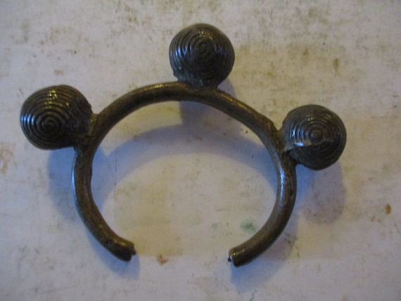 Antique African Bronze Bell Cuff Stylish Cast Metal West African