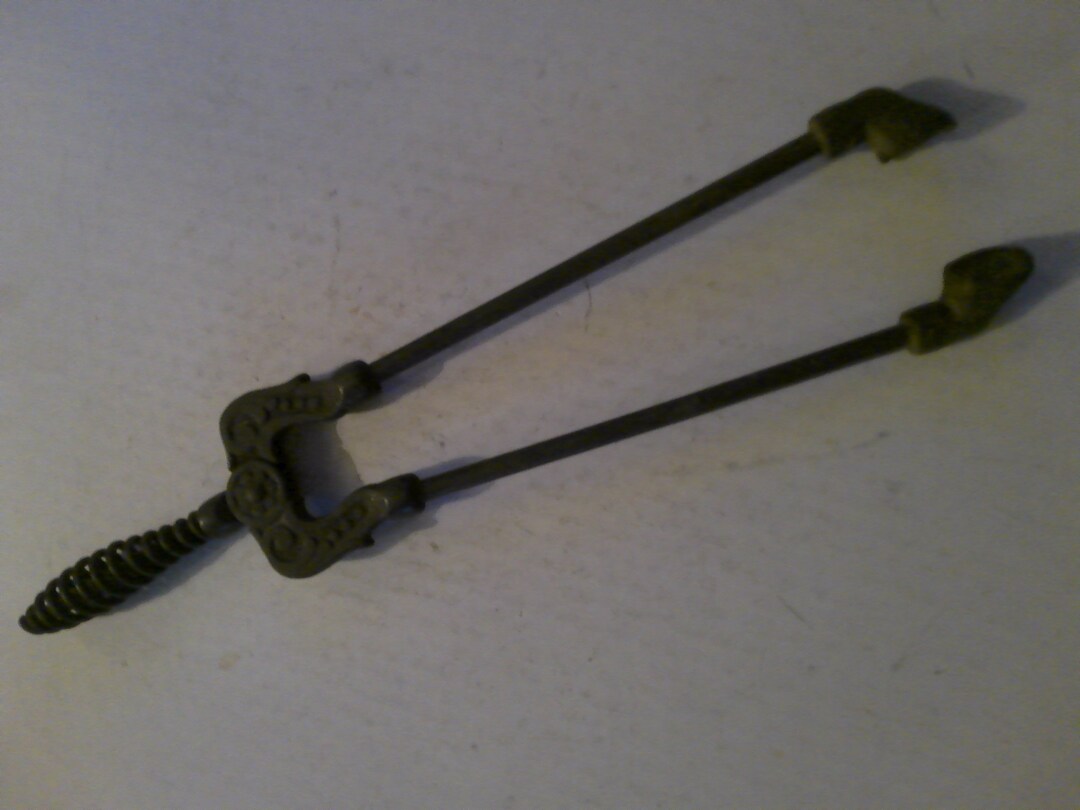 Victorian Cast Iron Fireplace Tongs W Coil Spring Handle Etsy