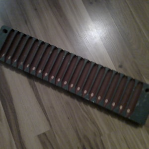 Antique Cigar Mold HALF - 22&quot; x 4.5&quot; x 1.5&quot; thick - 20 Cigars 4.2&quot; long x .75&quot; diameter - folk art painted with cigar and band images