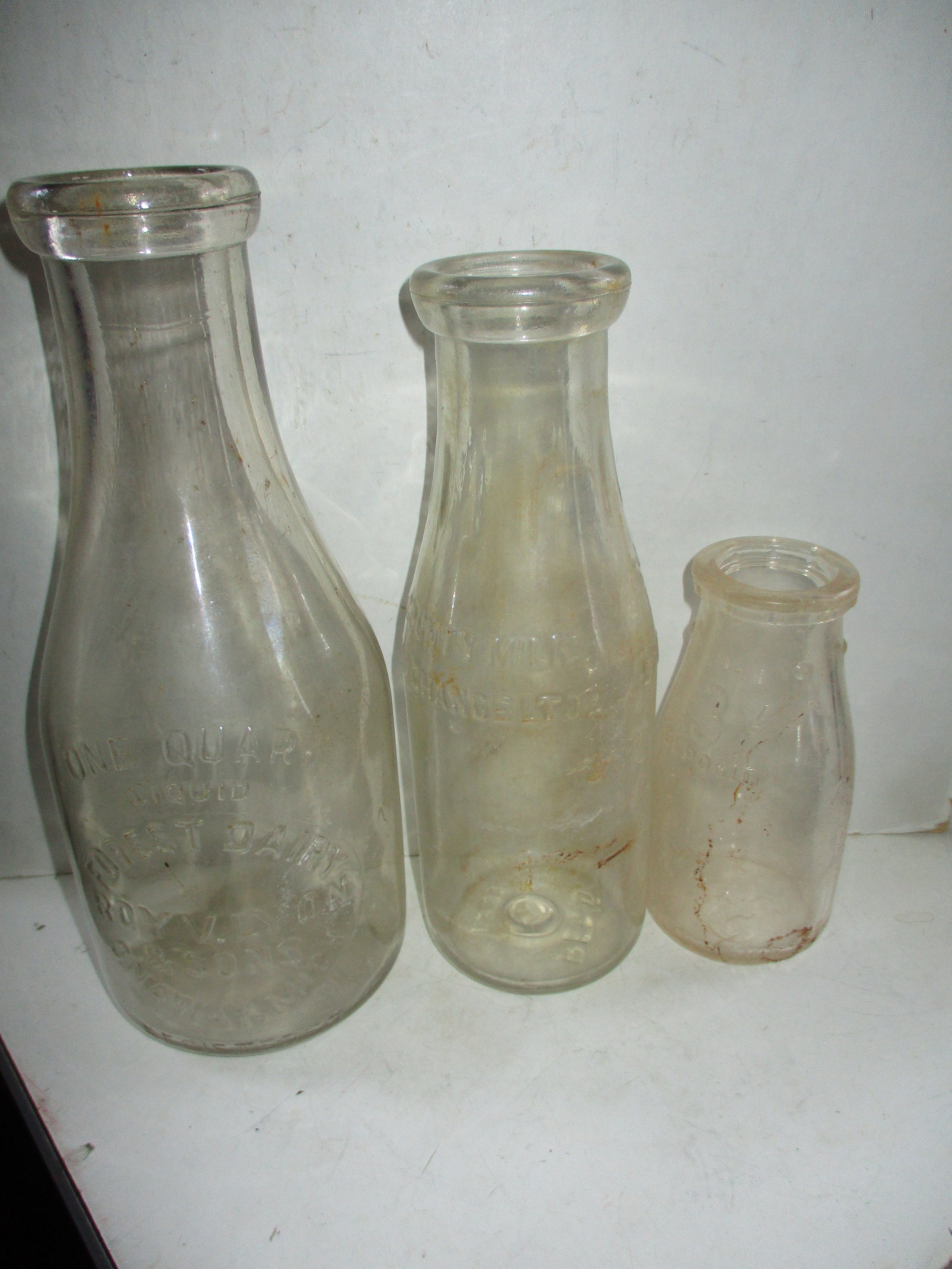 Antique Milk Bottles Set of 3 styles and sizes with raised Etsy