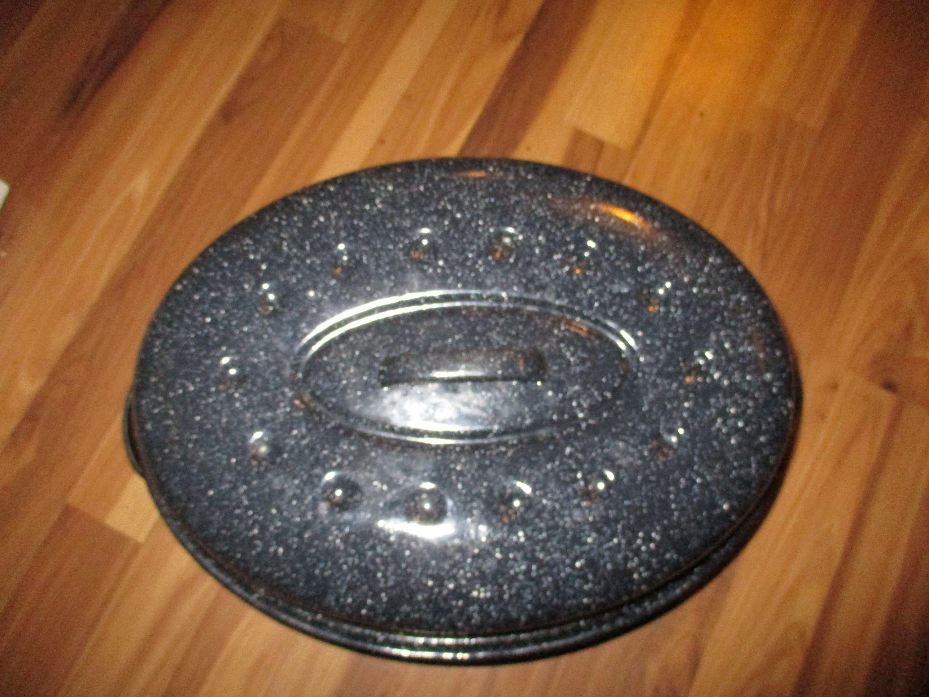 Speckleware Enamel Roasting Pan Black w/ white dots large Etsy