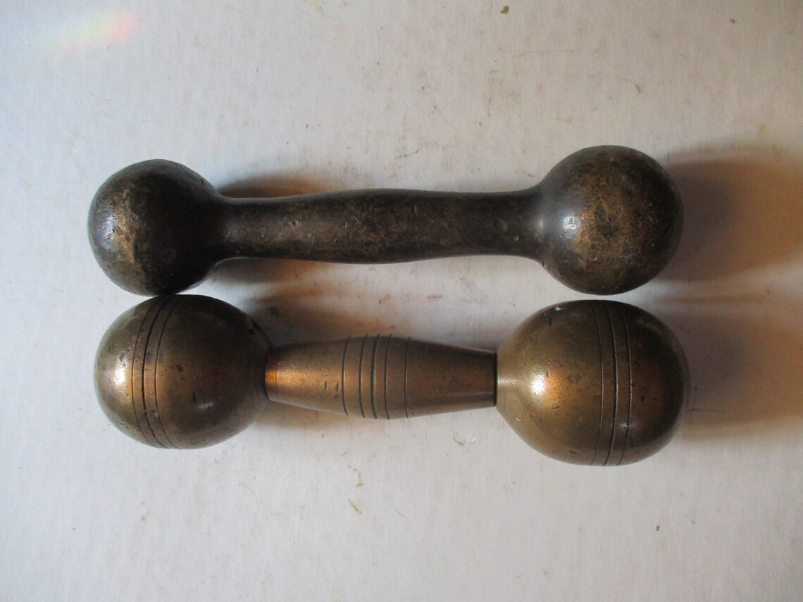 Antique Brass Hand Weight Dumbbells or Barbells early 20th Etsy