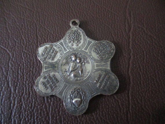 Catholic 7 Saints Medallion -Antique Silver Watch… - image 4