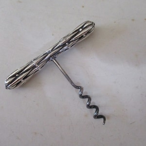 Silver Corkscrew - antique braided silver wire handle - rare and unusual form in great condition - 4&quot; long braided wire handle