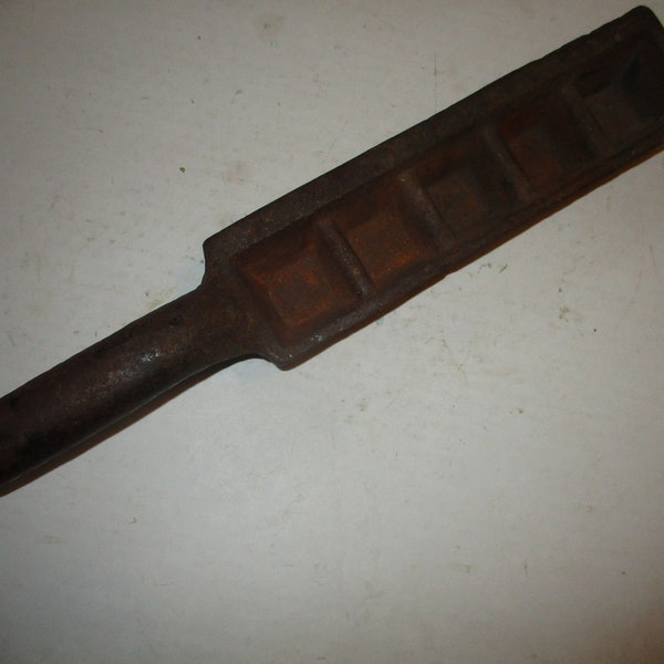 Antique Ingot Mold Crucible - cast iron form 15.75" long makes ingots 9.5" x 2" x 1.5" deep -