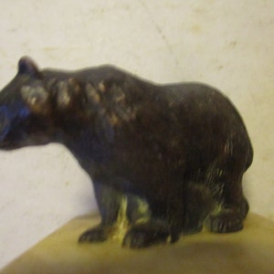 Bronze Bear Figurine or Paperweight - Bronze form on Marble base - 2&quot; high on 2.25&quot; sq base