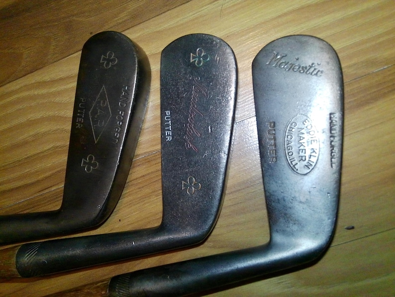 Antique Hickory Shaft Putters - Set of 3 Rt Handed Putters Approx 36 ...