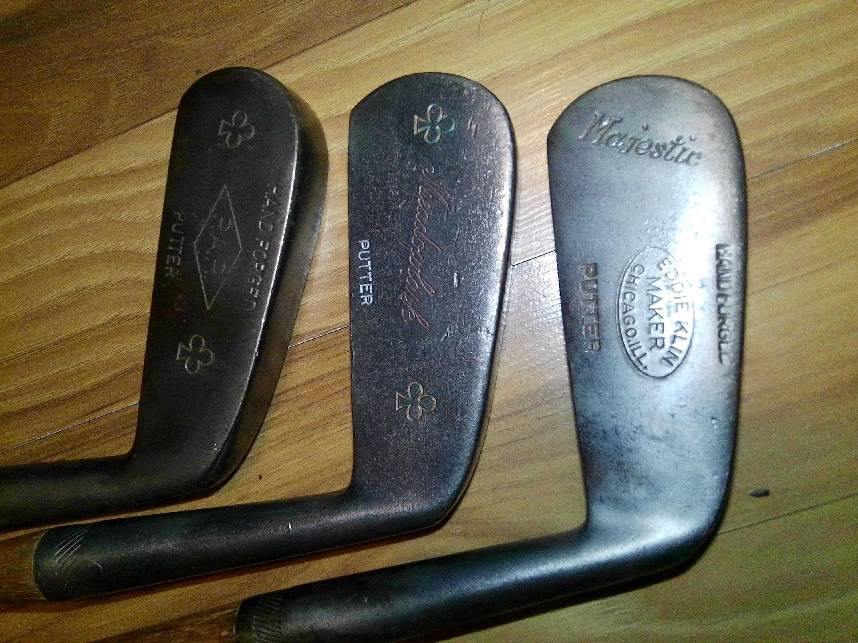 Antique Hickory Shaft Putters - Set of 3 Rt Handed Putters Approx 36 ...