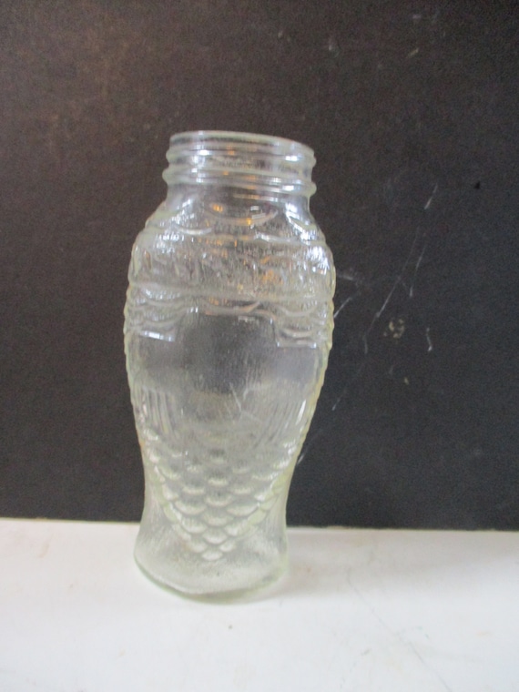 Antique Cod Liver Oil - 7.5" high rectangular bottle decorated with fish and scales -great condition
