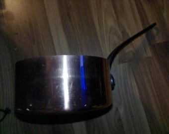 Fabrication Francais Copper Sauce Pan w wrought iron handle Holds 100 oz - made in France - NO lid by design