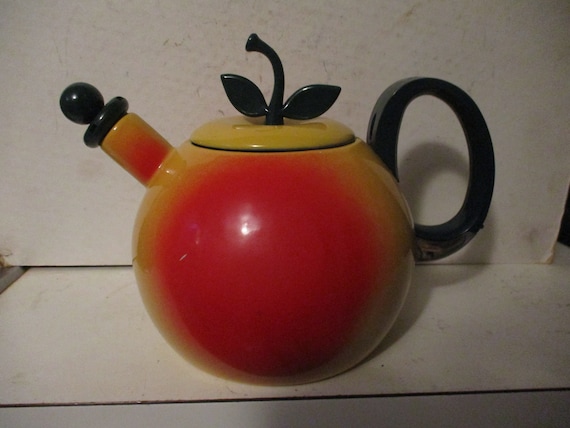 Copco Apple shaped Enamel Kettle fun functional vintage | Etsy