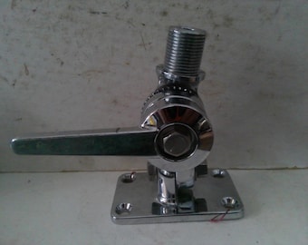 Nautical Marine Adjustable Antenna Mount - vintage chrome finish yacht trim - 3.75" x 2.25" mount 4.75" high upright w 180 degree tilt