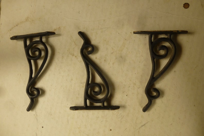 Antique Cast Iron Wall Hooks Set Of 3 Hat And Planter Forms