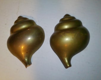 Seashell Shaped Brass Wall accents - Unusual forms 6.5" high 4.5" wide and 1.5" deep  - great nautical or seaside decor indoors or out