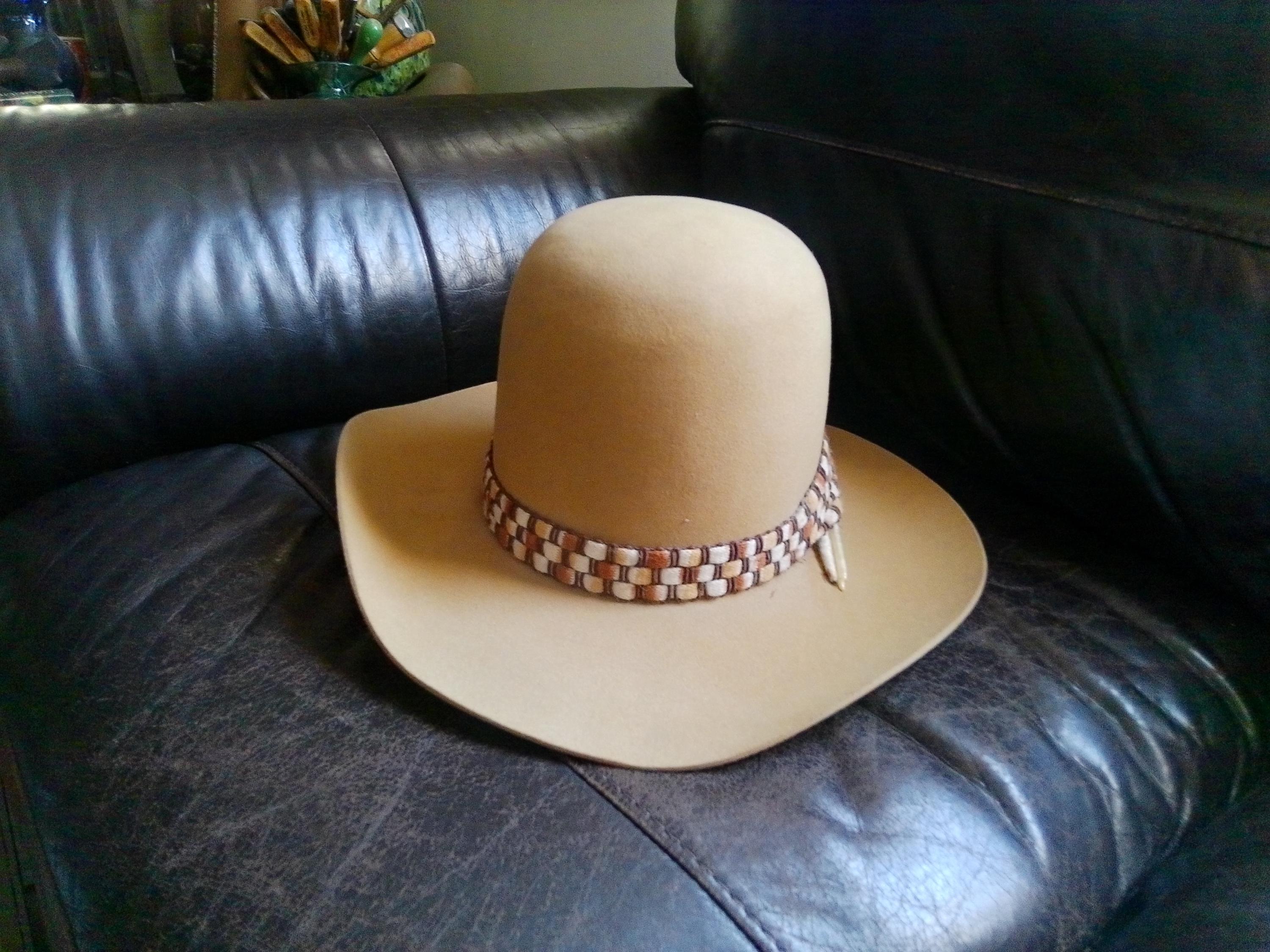 Resistol Stagecoach Open Cowboy Hat W Feathers in Checkered Hatband and ...