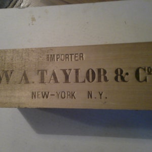 Pol Roger Champagne W A Taylor Importer 1960s wood shipping crate held 1 bottle 4.75 sq x 14.25 sliding lid with text image 3