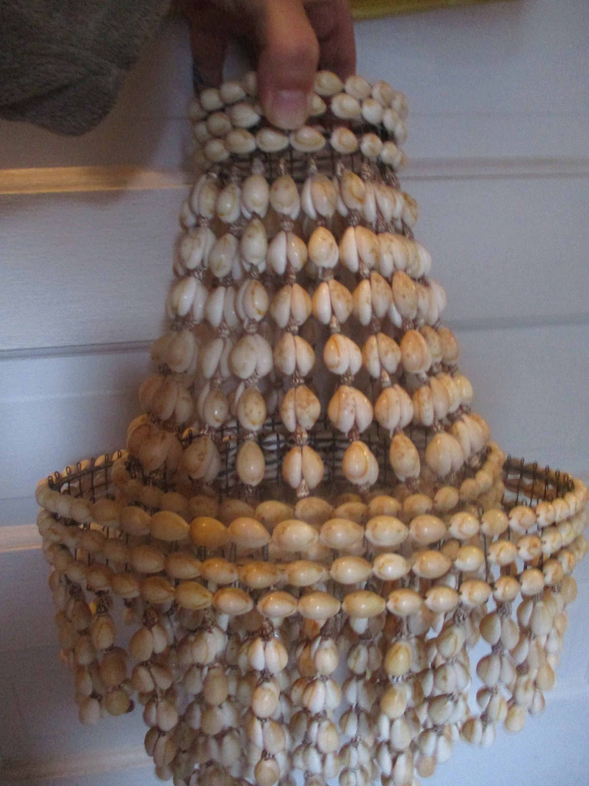Shell Disc Lamp Shade Cowrie Shell Pendant Lamp Shade - Large Unusual Shell on Wire Form for ...