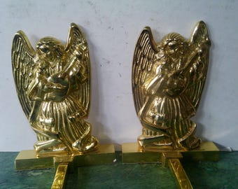 Christmas Angel Stocking Hanger hooks - two 5.75" x 4" winged angel shaped hooks 7.5" deep - great hanger all year round.
