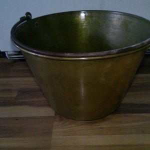 Ansonia Brass Co. Cauldron Pot - 1866 patent form for decor, planter, cooking, soup, campfires - rolled  edge, swing handle antique