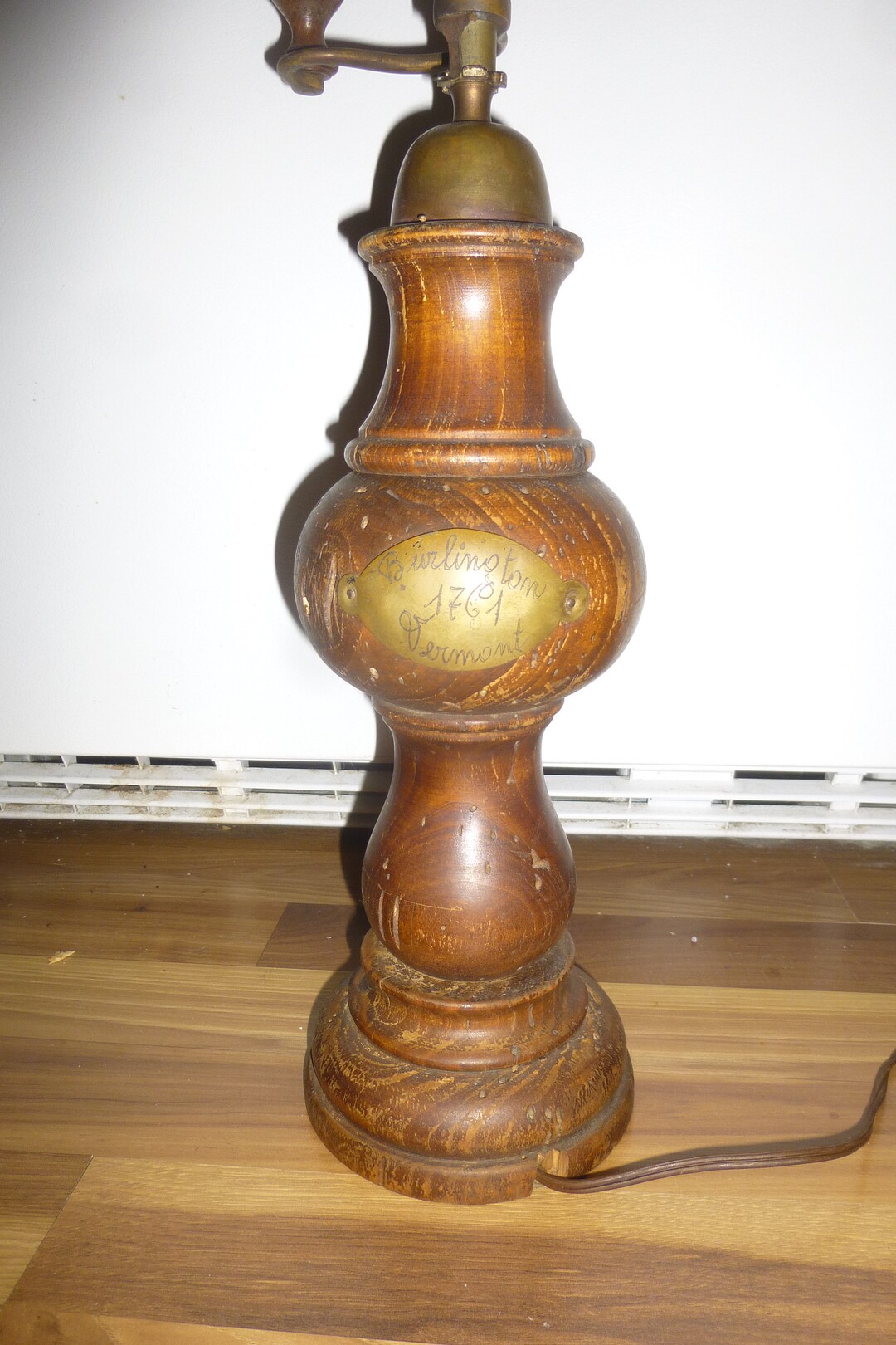 Coffee Grinder Lamp Midcentury Modern Wood Repro of Antique Burlington