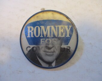 1960s Vari-Vue Pinback Button -Romney for Governor (Mitts dad in Michigan) - fun rare form for pin or politics collectors
