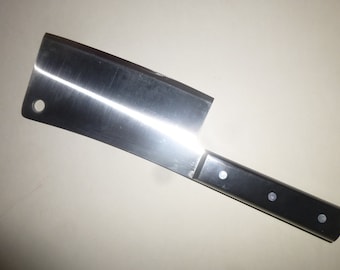 Steel Cleaver with Wood Handle - Wusthof Dreizackwerk of Germany - Trident Solingen Inox - 6.25" blade - Great condition