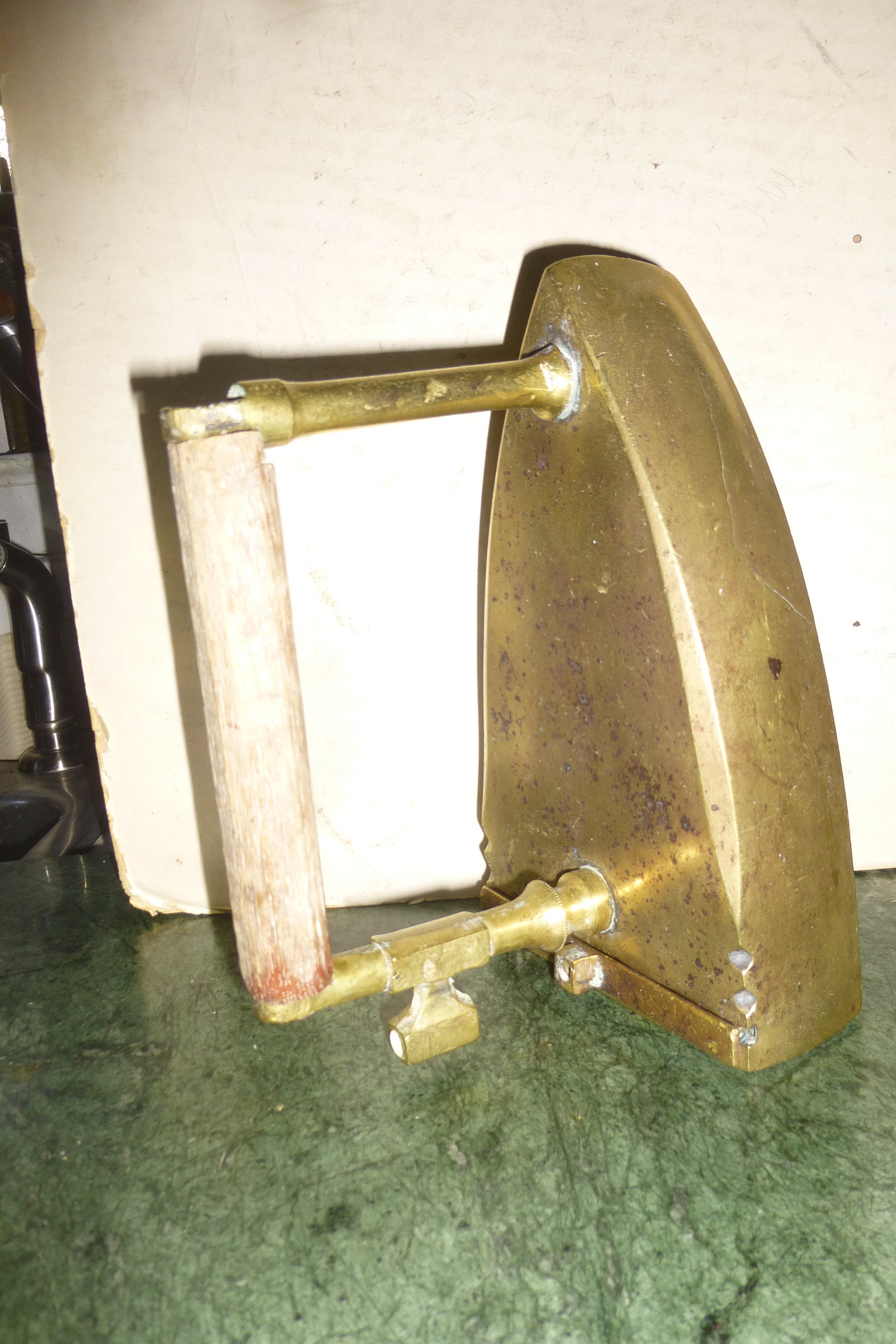 Antique Brass Laundry Iron With Wood Handle Fun and Unusual Etsy UK