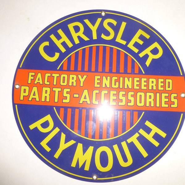 Chrysler Plymouth Factory Engineered Parts - Accessories - Licensed Enamel Repro Sign by Ande Rooney - Classic Vibrant Colors on Sheet Steel
