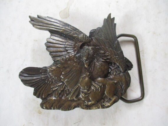 Eagle and rabbit Bergamot Brass Belt Buckle - 2.75