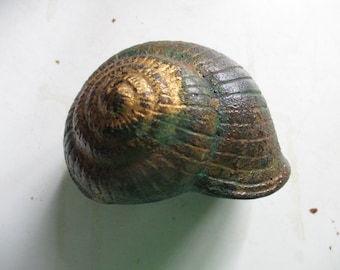 Vantines (?) Incense Burner - cast iron nautilus shell for over cone incense or holding sticks  -fun 1930s Asian decor - NO BASE