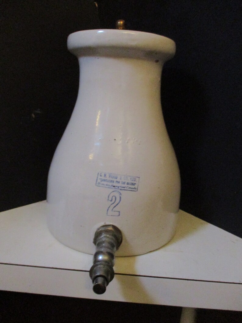 Antique 2 Gallon Water Jug Crock W Pushbutton Spigot GH Wood Etsy