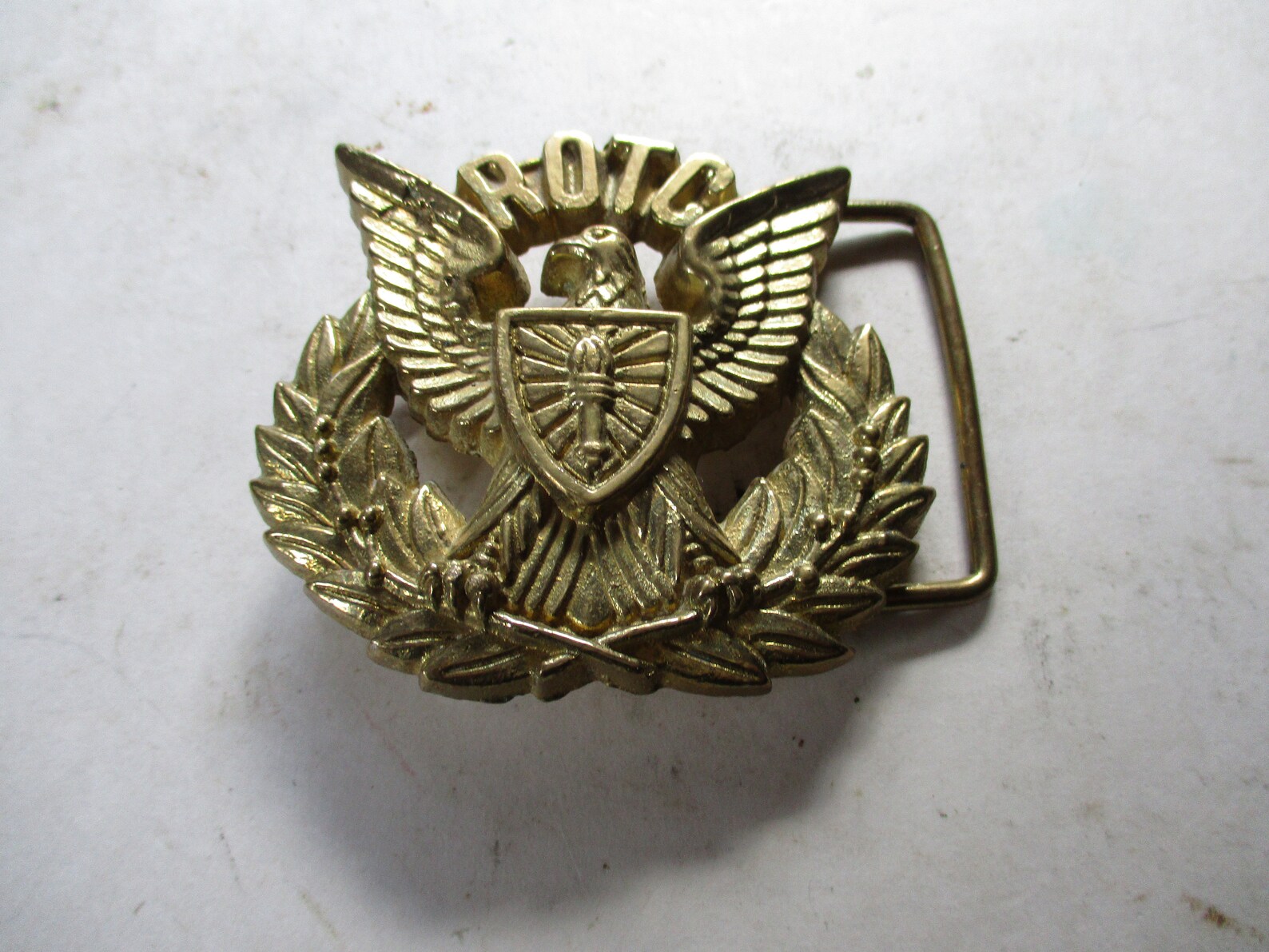 ROTC Brass Belt Buckle - Vintage Cast Brass Form With Eagle and Torch ...