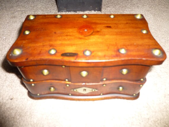 Gorgeous studded wood gothic jewelry box - unusua… - image 1