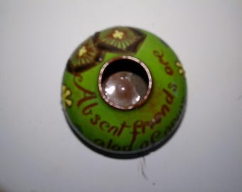 Brannam Barum Pottery Scraffito Inscribed Ink Pot - 1903 inkwell w phrase: Absent friends are glad of news.