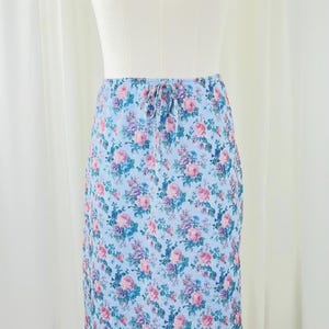 Vintage 90s Y2K Floral Mini Skirt, Sheer Blue Overlay, XL