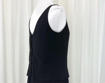 Vintage 1960s Classy Mod Designer Button Back Rayon Crepe Mini Babydoll Dress L