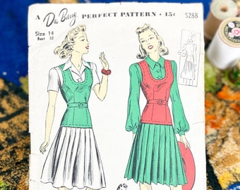 Patrón vintage de DuBarry para vestido, falda, blusa y jersey, años 30 y 40, usado, completo, n.° 5288